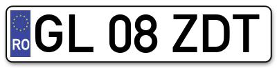 Placuta inmatriculare numar auto  GL-08-ZDT, GL 08 ZDT, GL08ZDT
