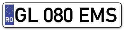 Placuta inmatriculare numar auto  GL-080-EMS, GL 080 EMS, GL080EMS