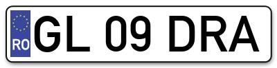 Placuta inmatriculare numar auto  GL-09-DRA, GL 09 DRA, GL09DRA