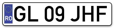 Placuta inmatriculare numar auto  GL-09-JHF, GL 09 JHF, GL09JHF
