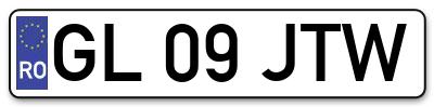 Placuta inmatriculare numar auto  GL-09-JTW, GL 09 JTW, GL09JTW