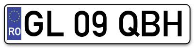 Placuta inmatriculare numar auto  GL-09-QBH, GL 09 QBH, GL09QBH
