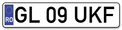 Placuta inmatriculare numar auto  GL-09-UKF, GL 09 UKF, GL09UKF