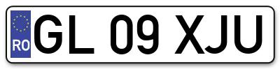 Placuta inmatriculare numar auto  GL-09-XJU, GL 09 XJU, GL09XJU