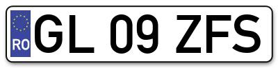 Placuta inmatriculare numar auto  GL-09-ZFS, GL 09 ZFS, GL09ZFS