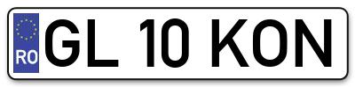 Placuta inmatriculare numar auto  GL-10-KON, GL 10 KON, GL10KON