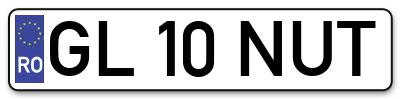 Placuta inmatriculare numar auto  GL-10-NUT, GL 10 NUT, GL10NUT