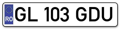 Placuta inmatriculare numar auto  GL-103-GDU, GL 103 GDU, GL103GDU