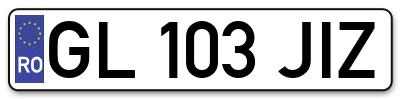 Placuta inmatriculare numar auto  GL-103-JIZ, GL 103 JIZ, GL103JIZ