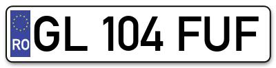 Placuta inmatriculare numar auto  GL-104-FUF, GL 104 FUF, GL104FUF