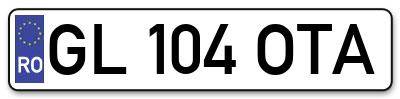 Placuta inmatriculare numar auto  GL-104-OTA, GL 104 OTA, GL104OTA