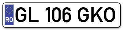 Placuta inmatriculare numar auto  GL-106-GKO, GL 106 GKO, GL106GKO