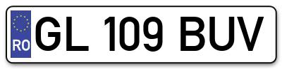 Placuta inmatriculare numar auto  GL-109-BUV, GL 109 BUV, GL109BUV