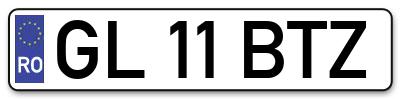 Placuta inmatriculare numar auto  GL-11-BTZ, GL 11 BTZ, GL11BTZ