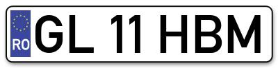 Placuta inmatriculare numar auto  GL-11-HBM, GL 11 HBM, GL11HBM