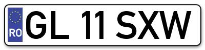 Placuta inmatriculare numar auto  GL-11-SXW, GL 11 SXW, GL11SXW