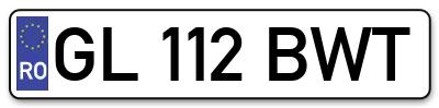 Placuta inmatriculare numar auto  GL-112-BWT, GL 112 BWT, GL112BWT