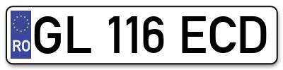 Placuta inmatriculare numar auto  GL-116-ECD, GL 116 ECD, GL116ECD