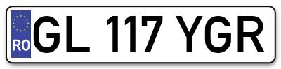 Placuta inmatriculare numar auto  GL-117-YGR, GL 117 YGR, GL117YGR