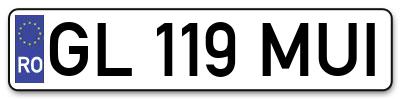 Placuta inmatriculare numar auto  GL-119-MUI, GL 119 MUI, GL119MUI
