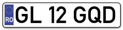 Placuta inmatriculare numar auto  GL-12-GQD, GL 12 GQD, GL12GQD