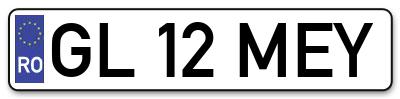 Placuta inmatriculare numar auto  GL-12-MEY, GL 12 MEY, GL12MEY