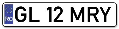 Placuta inmatriculare numar auto  GL-12-MRY, GL 12 MRY, GL12MRY