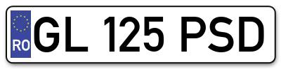 Placuta inmatriculare numar auto  GL-125-PSD, GL 125 PSD, GL125PSD