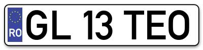 Placuta inmatriculare numar auto  GL-13-TEO, GL 13 TEO, GL13TEO