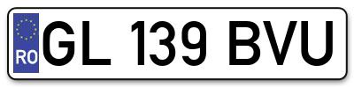 Placuta inmatriculare numar auto  GL-139-BVU, GL 139 BVU, GL139BVU
