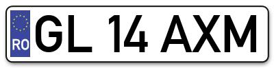 Placuta inmatriculare numar auto  GL-14-AXM, GL 14 AXM, GL14AXM