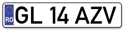 Placuta inmatriculare numar auto  GL-14-AZV, GL 14 AZV, GL14AZV