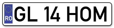 Placuta inmatriculare numar auto  GL-14-HOM, GL 14 HOM, GL14HOM
