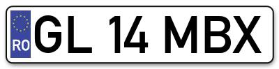 Placuta inmatriculare numar auto  GL-14-MBX, GL 14 MBX, GL14MBX