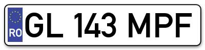 Placuta inmatriculare numar auto  GL-143-MPF, GL 143 MPF, GL143MPF