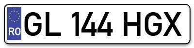 Placuta inmatriculare numar auto  GL-144-HGX, GL 144 HGX, GL144HGX