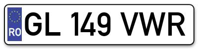 Placuta inmatriculare numar auto  GL-149-VWR, GL 149 VWR, GL149VWR