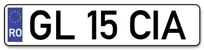 Placuta inmatriculare numar auto  GL-15-CIA, GL 15 CIA, GL15CIA