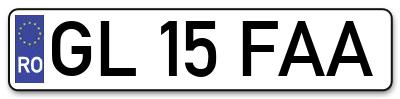 Placuta inmatriculare numar auto  GL-15-FAA, GL 15 FAA, GL15FAA