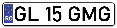 Placuta inmatriculare numar auto  GL-15-GMG, GL 15 GMG, GL15GMG