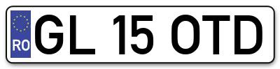 Placuta inmatriculare numar auto  GL-15-OTD, GL 15 OTD, GL15OTD
