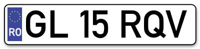 Placuta inmatriculare numar auto  GL-15-RQV, GL 15 RQV, GL15RQV