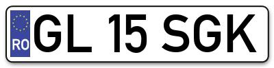 Placuta inmatriculare numar auto  GL-15-SGK, GL 15 SGK, GL15SGK