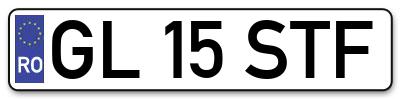Placuta inmatriculare numar auto  GL-15-STF, GL 15 STF, GL15STF