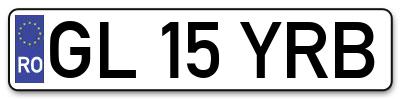 Placuta inmatriculare numar auto  GL-15-YRB, GL 15 YRB, GL15YRB