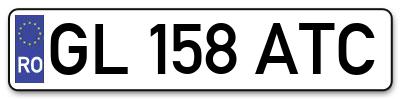Placuta inmatriculare numar auto  GL-158-ATC, GL 158 ATC, GL158ATC