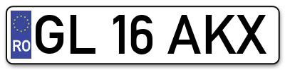 Placuta inmatriculare numar auto  GL-16-AKX, GL 16 AKX, GL16AKX