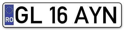Placuta inmatriculare numar auto  GL-16-AYN, GL 16 AYN, GL16AYN