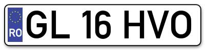 Placuta inmatriculare numar auto  GL-16-HVO, GL 16 HVO, GL16HVO