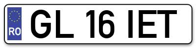 Placuta inmatriculare numar auto  GL-16-IET, GL 16 IET, GL16IET